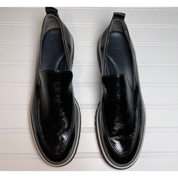 Paul Green Naomi Platform Loafer Black Crinkled Patent Leather NWOB Women’s 10 - Picture 2 of 14